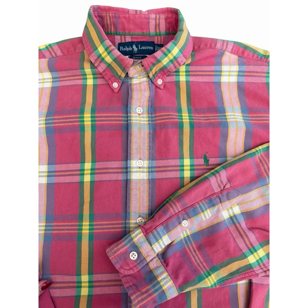 Ralph Lauren Men's XL 100% Cotton Blake Madras Plaid Button Down Shirt #AAA8-4